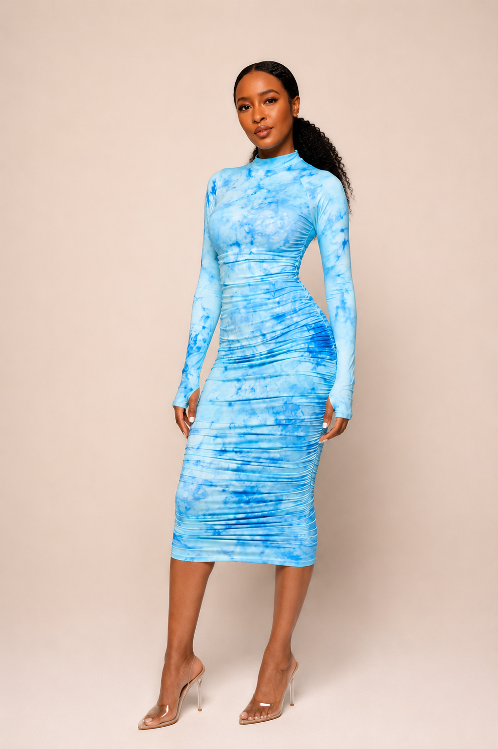 blue tie dye midi dress Cloud Dress Blue / Large