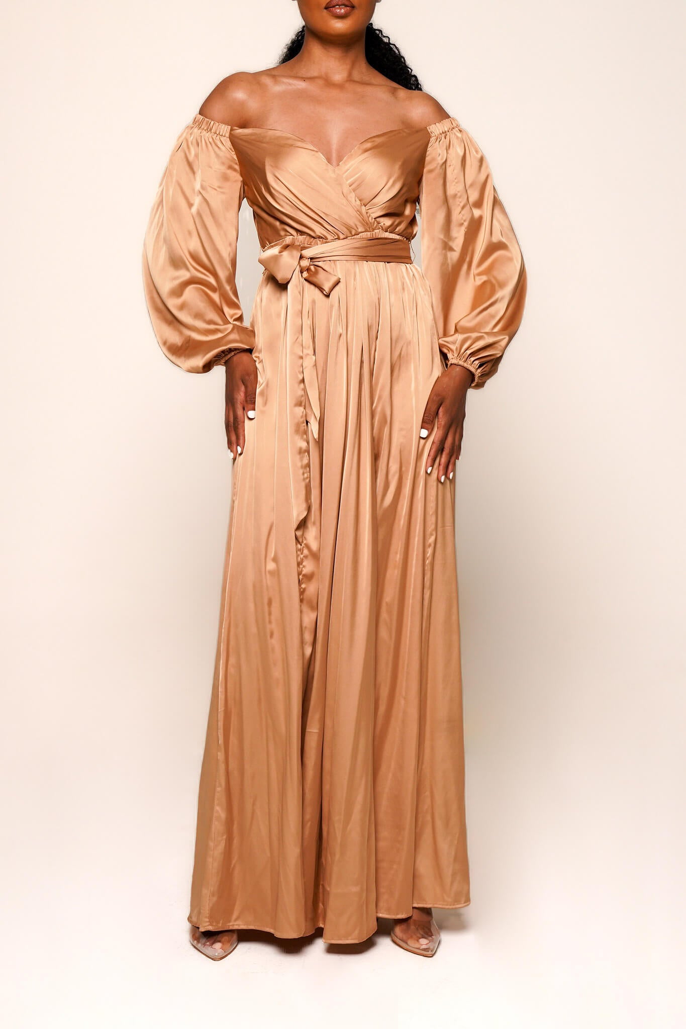 Mansion dinner party satin on sale gown
