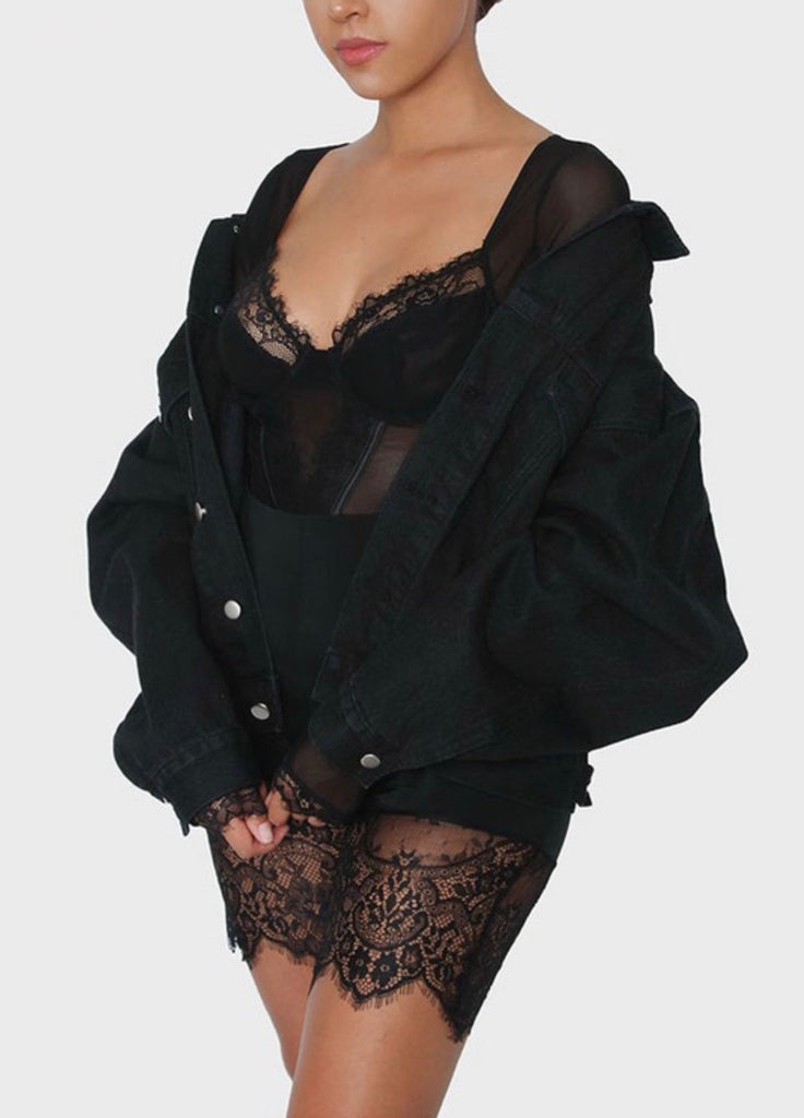 Black Denim Jacket - VÉV COLLECTIONS