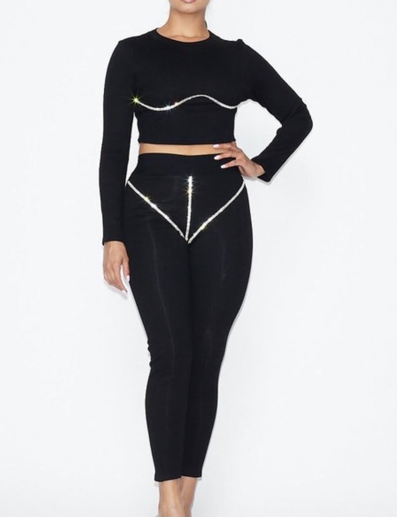 Black Two Piece Diamond Set - VÉV COLLECTIONS