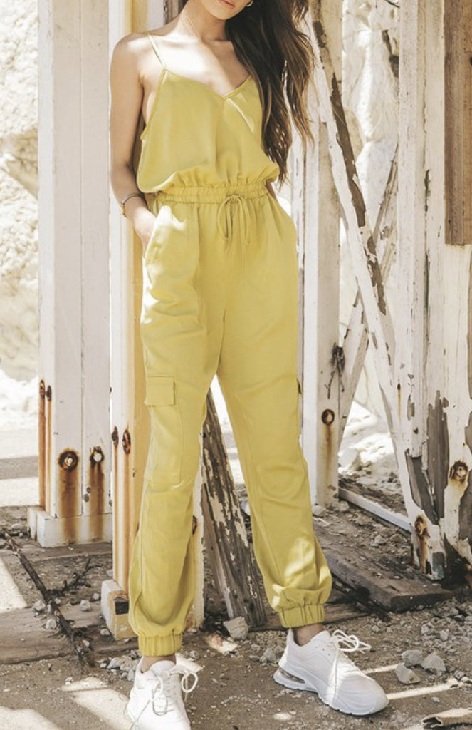 Chartreuse Cargo Jumpsuit - VÉV COLLECTIONS