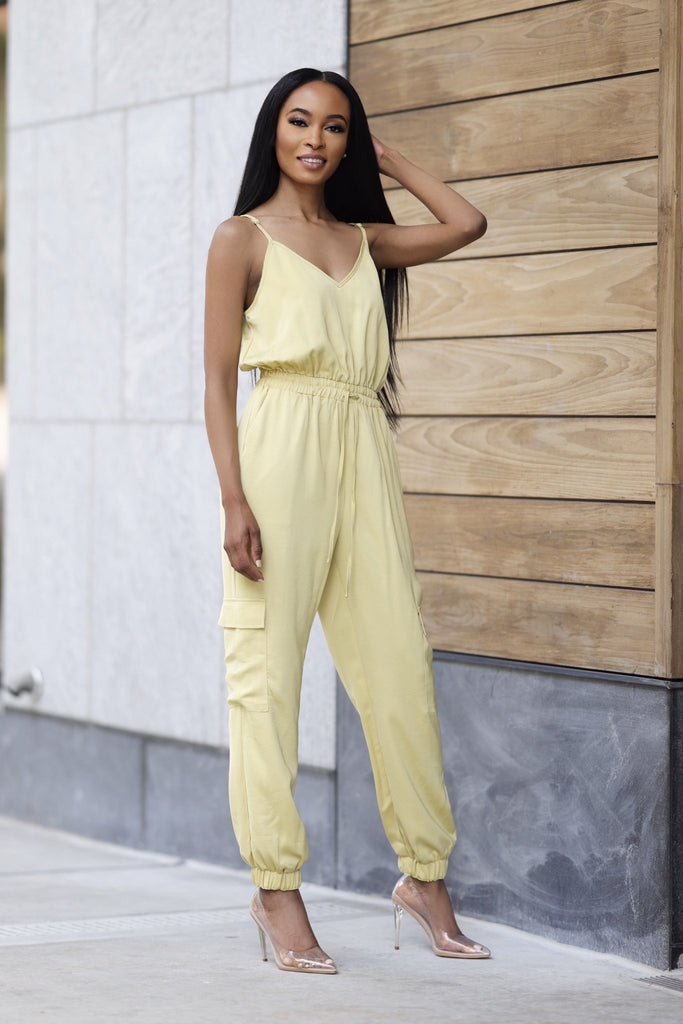 Chartreuse Cargo Jumpsuit - VÉV COLLECTIONS