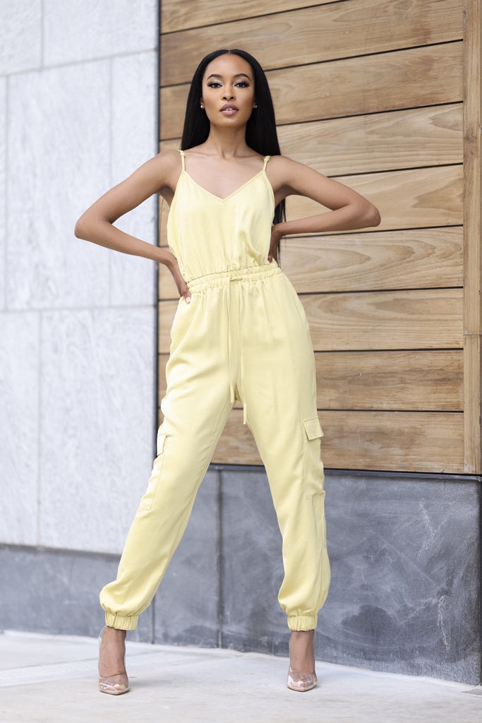 Chartreuse Cargo Jumpsuit - VÉV COLLECTIONS