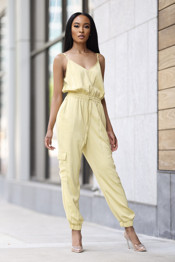 Chartreuse Cargo Jumpsuit - VÉV COLLECTIONS