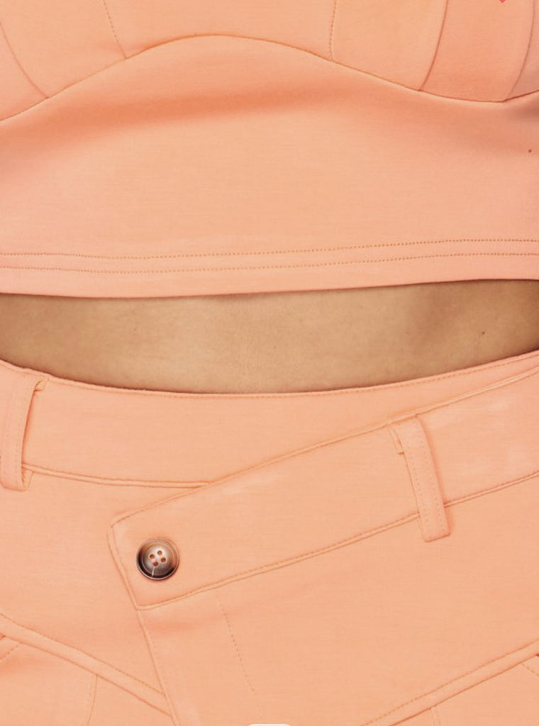 Coral Two Piece Crop Top and Jogger Set - VÉV COLLECTIONS