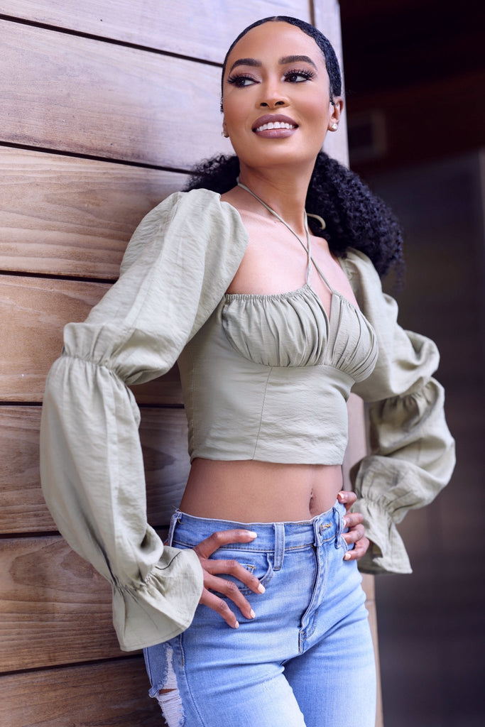 Olive Crop Top - VÉV COLLECTIONS