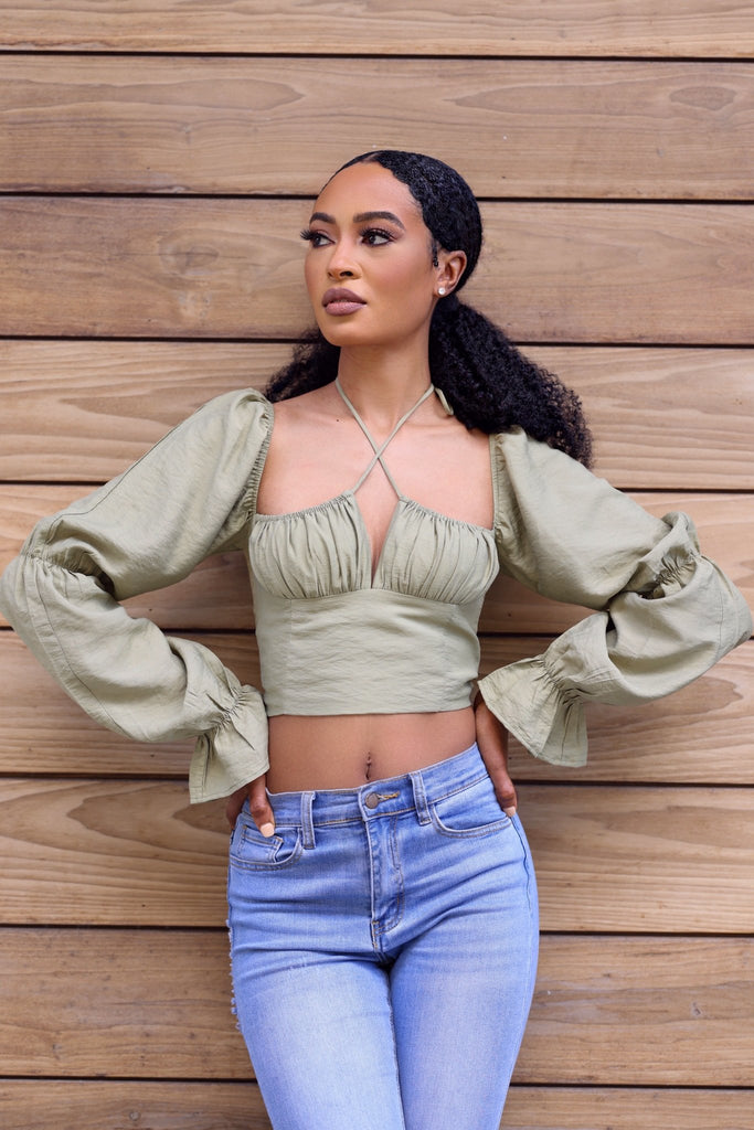 Olive Crop Top - VÉV COLLECTIONS