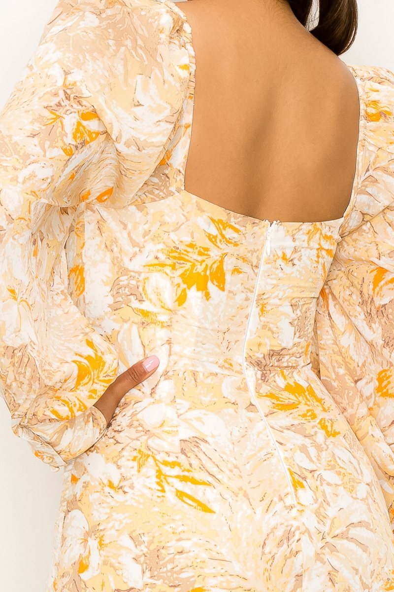 Yellow Puff Sleeve Dress VV COLLECTIONS Yellow Puff Sleeve Dress VV COLLECTIONS