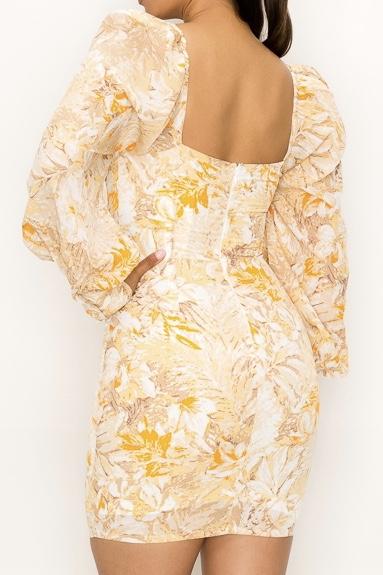 Yellow Puff Sleeve Dress VV COLLECTIONS Yellow Puff Sleeve Dress VV COLLECTIONS